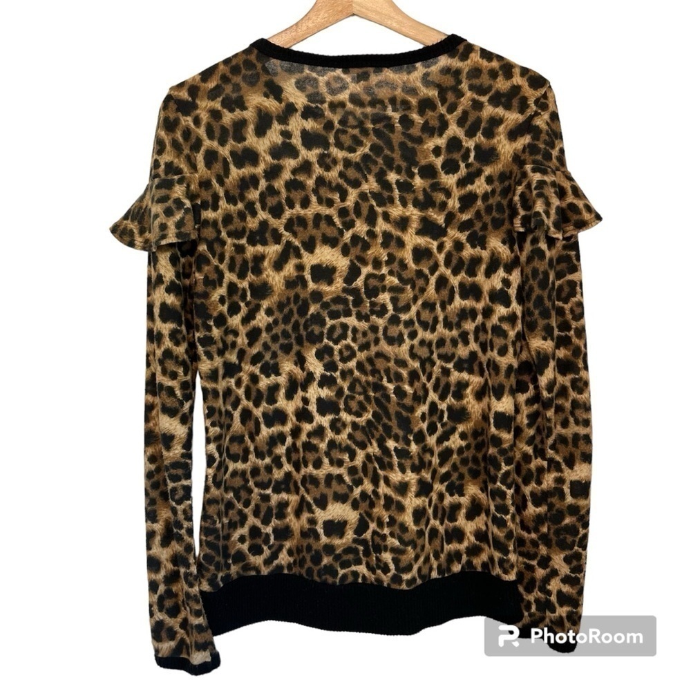 Hailey and Co. Emmy Leopard Print Black Ruffle Long Sleeve Blouse Top Size M - Picture 2 of 5